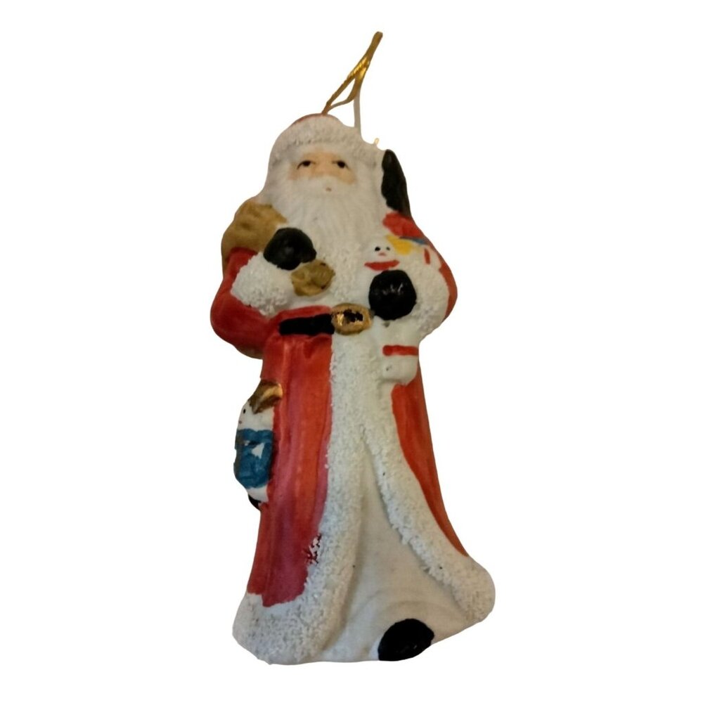 Santa Claus Carrying Bag Of Coal Toys Painted Ceramic Naughty Christmas Krampus